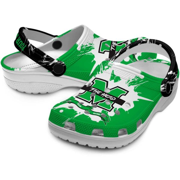 personalized marshall thundering herd splatter pattern clog high quality