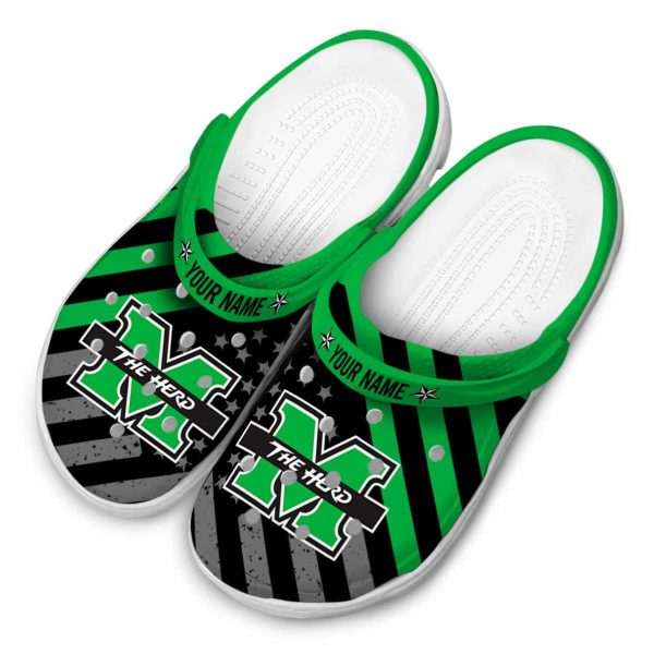 personalized marshall thundering herd star spangled graphic clog latest model