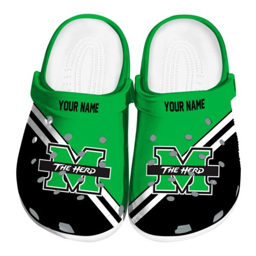 personalized marshall thundering herd striped accents clog best selling