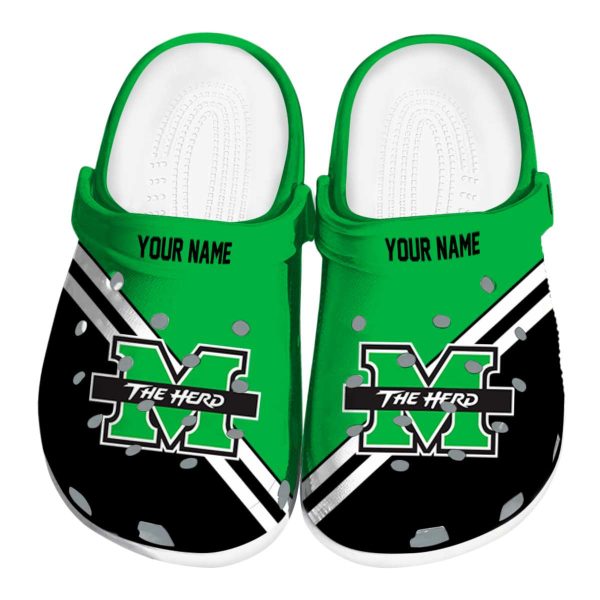 personalized marshall thundering herd striped accents clog best selling