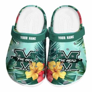 personalized marshall thundering herd tropical vibes clog best selling