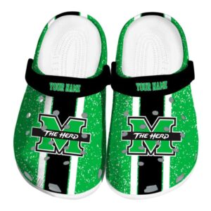 personalized marshall thundering herd vertical stripes clog best selling