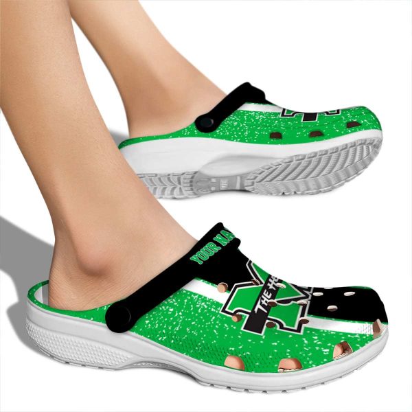 personalized marshall thundering herd vertical stripes clog fashion forward
