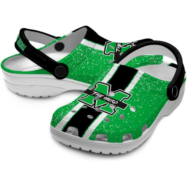 personalized marshall thundering herd vertical stripes clog high quality