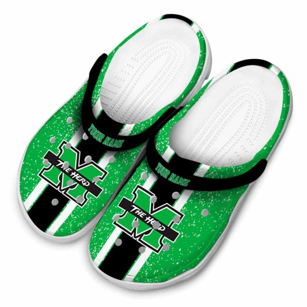 personalized marshall thundering herd vertical stripes clog latest model