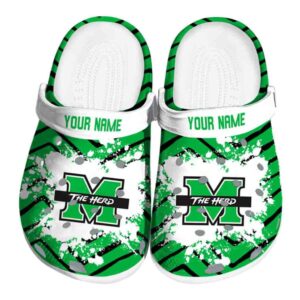 personalized marshall thundering herd zigzag paint burst clog best selling