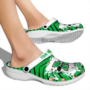 personalized marshall thundering herd zigzag paint burst clog fashion forward