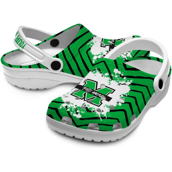 personalized marshall thundering herd zigzag paint burst clog high quality