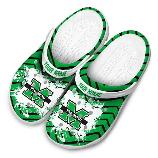 personalized marshall thundering herd zigzag paint burst clog latest model