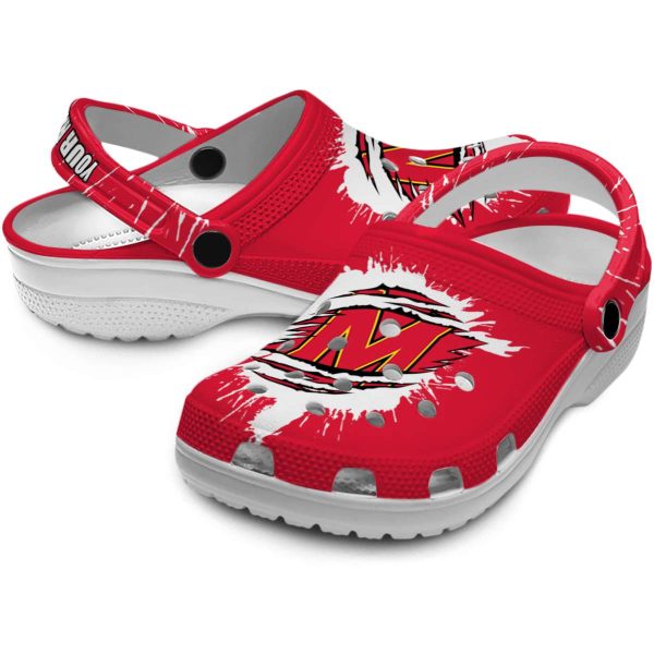 personalized maryland terrapins splash motif background clog high quality