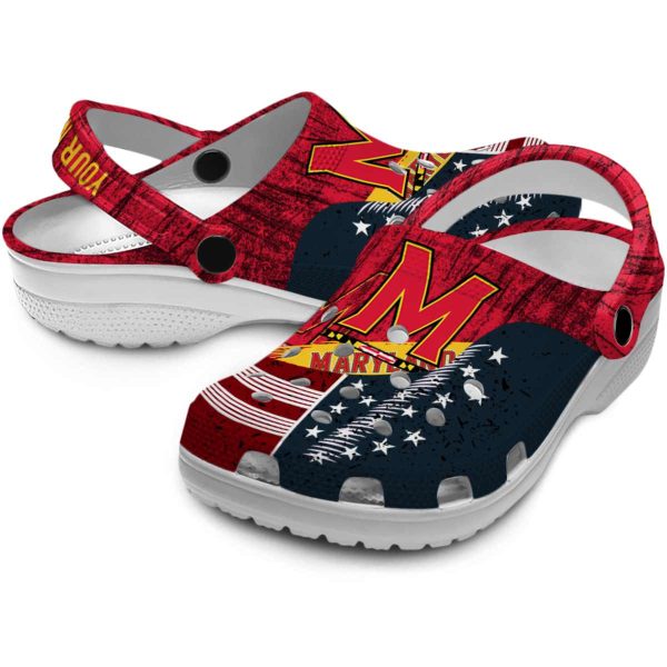 personalized maryland terrapins star spangled side pattern clog high quality