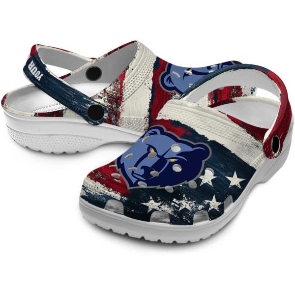 personalized memphis grizzlies patriotic stripes clog high quality