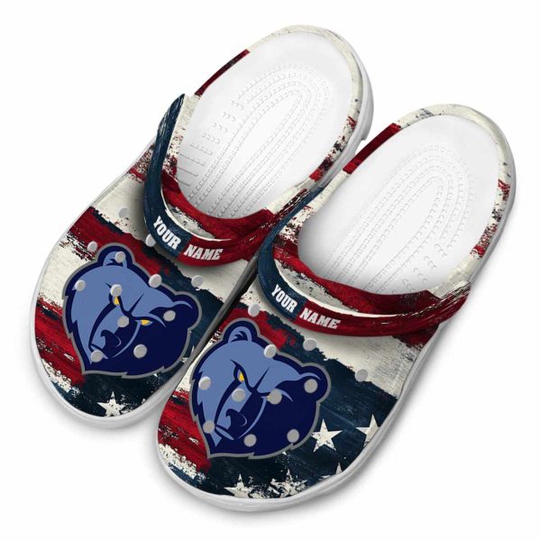 personalized memphis grizzlies patriotic stripes clog latest model