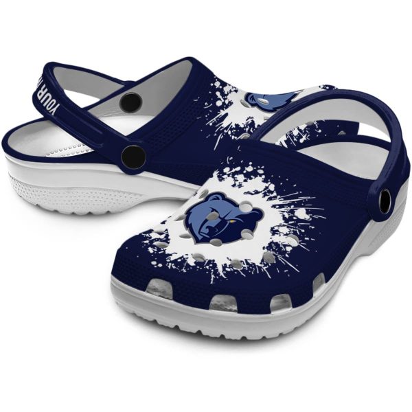 personalized memphis grizzlies splatter background clog high quality