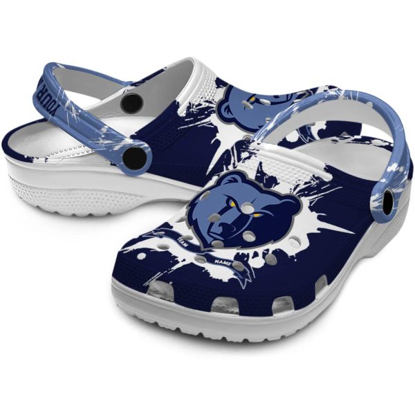 personalized memphis grizzlies splatter pattern clog high quality