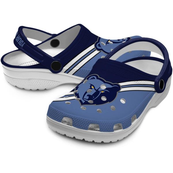 personalized memphis grizzlies striped accents clog high quality
