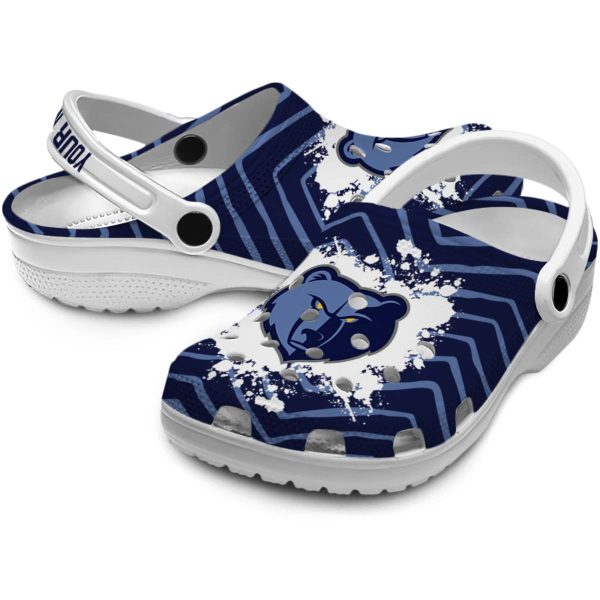 personalized memphis grizzlies zigzag paint burst clog high quality