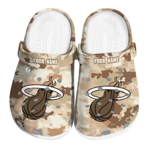personalized miami heat desert camo clog best selling