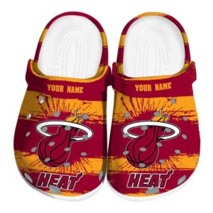 personalized miami heat paint splatter graphics clog best selling