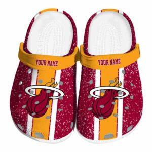 personalized miami heat vertical stripes clog best selling