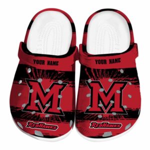 personalized miami redhawks paint splatter graphics clog best selling