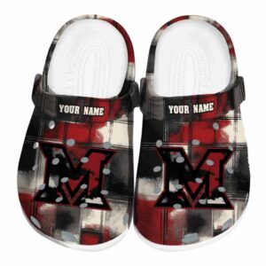 personalized miami redhawks plaid fusion clog best selling