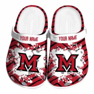 personalized miami redhawks zigzag paint burst clog best selling