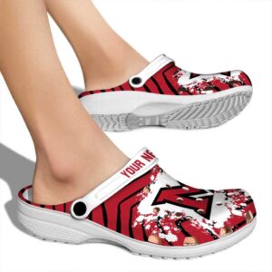 personalized miami redhawks zigzag paint burst clog fashion forward