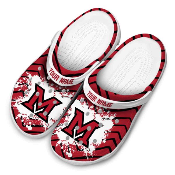 personalized miami redhawks zigzag paint burst clog latest model