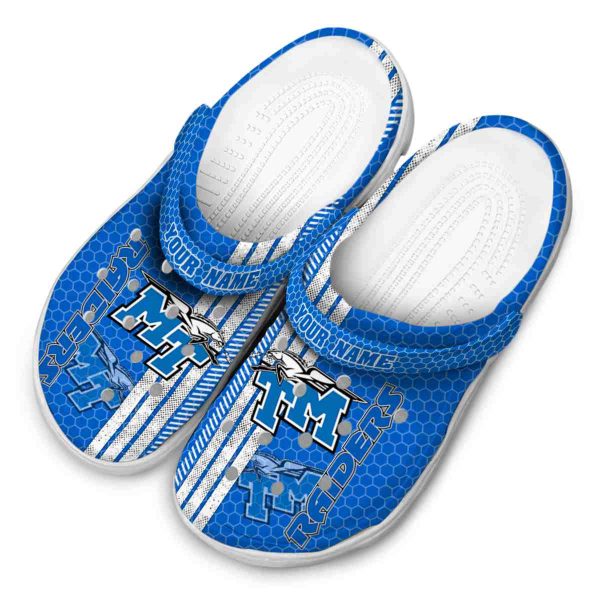 personalized middle tennessee blue raiders contrasting stripes clog latest model
