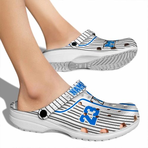 personalized middle tennessee blue raiders pinstripe pattern clog fashion forward