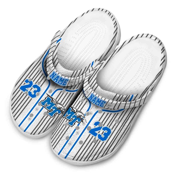 personalized middle tennessee blue raiders pinstripe pattern clog latest model