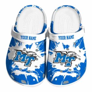 personalized middle tennessee blue raiders splatter pattern clog best selling