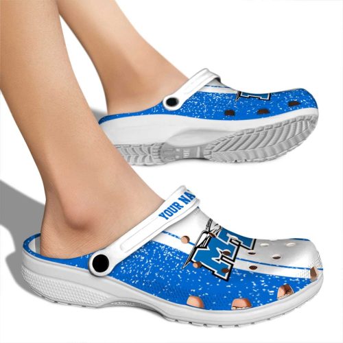 personalized middle tennessee blue raiders vertical stripes clog fashion forward