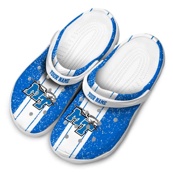 personalized middle tennessee blue raiders vertical stripes clog latest model