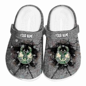 personalized milwaukee bucks cracked ground texture clog best selling