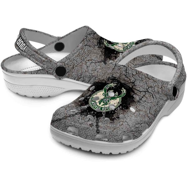 personalized milwaukee bucks cracked ground texture clog high quality