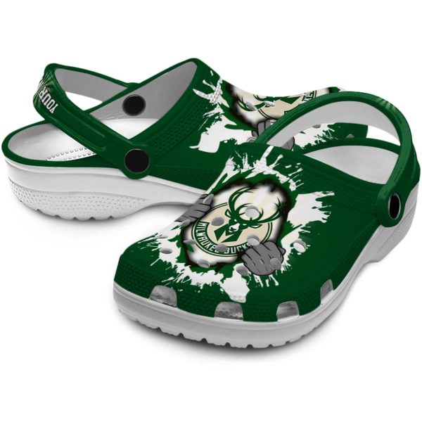 personalized milwaukee bucks gripping hand clog high quality