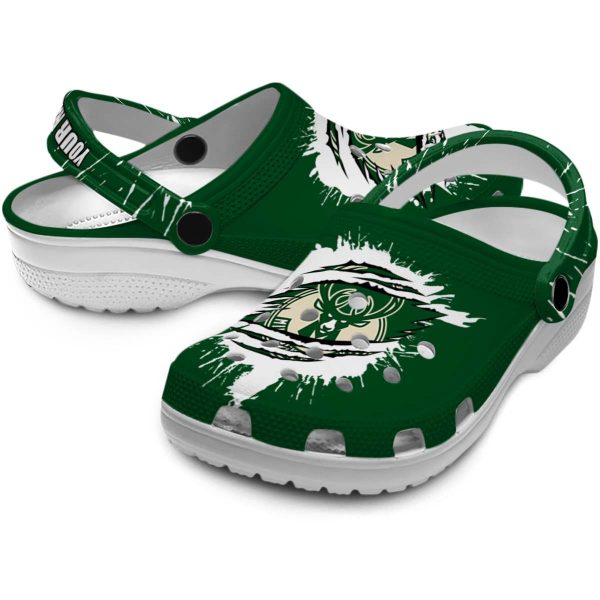 personalized milwaukee bucks splash motif background clog high quality