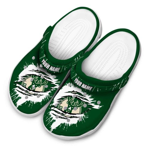 personalized milwaukee bucks splash motif background clog latest model