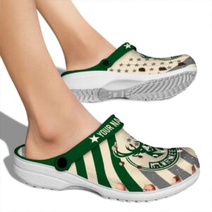 personalized milwaukee bucks star spangled graphic clog fashion forward