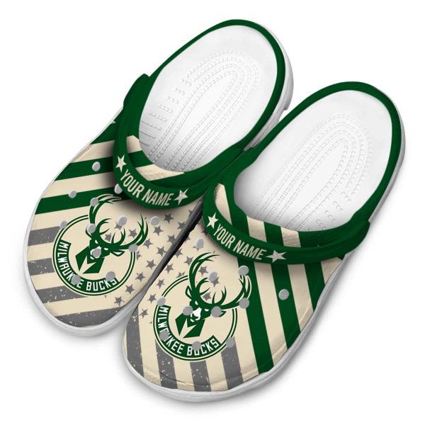 personalized milwaukee bucks star spangled graphic clog latest model
