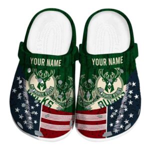personalized milwaukee bucks star spangled side pattern clog best selling