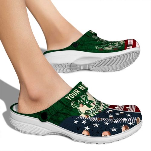personalized milwaukee bucks star spangled side pattern clog fashion forward