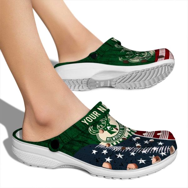 personalized milwaukee bucks star spangled side pattern clog fashion forward