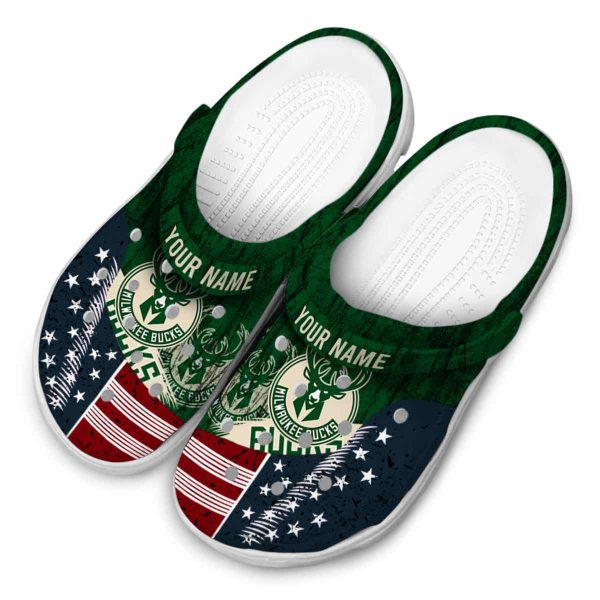 personalized milwaukee bucks star spangled side pattern clog latest model