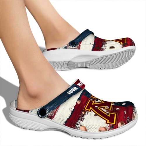 personalized minnesota golden gophers patriotic stripes clog fashion forward