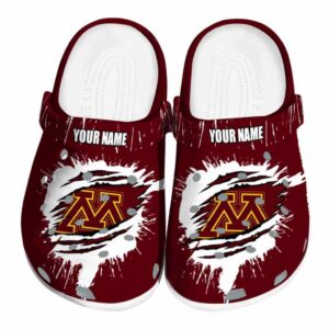 personalized minnesota golden gophers splash motif background clog best selling