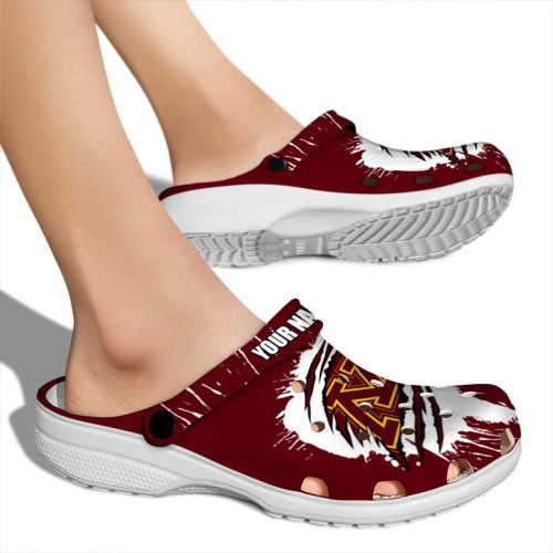 personalized minnesota golden gophers splash motif background clog fashion forward