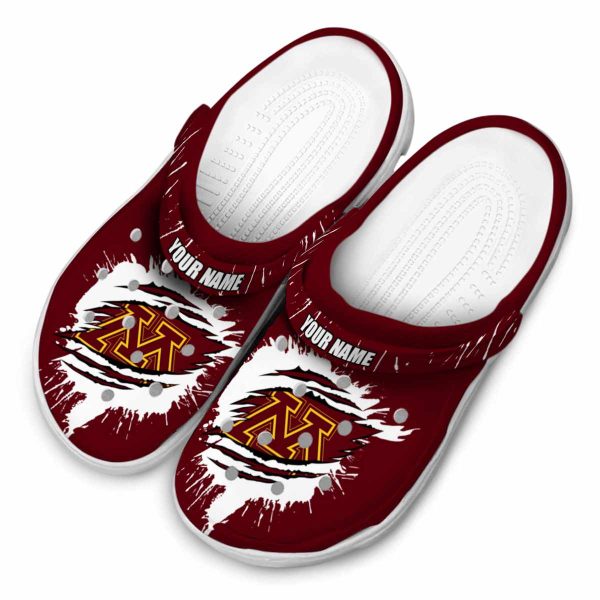 personalized minnesota golden gophers splash motif background clog latest model